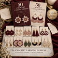 50 crochet earring designs in two digital PDF volumes
