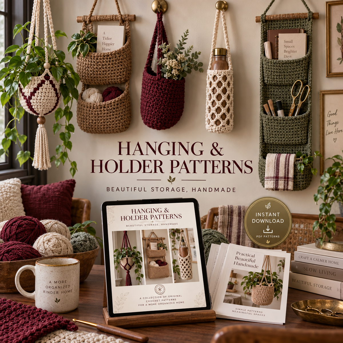 Crochet hanging and holder patterns